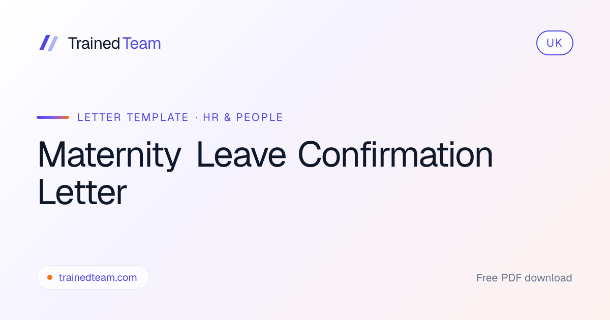 Free Maternity Leave Confirmation Letter Template (UK) | TrainedTeam